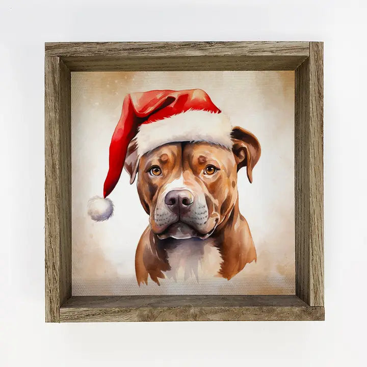 Dog Christmas Canvases with wooden box frame!