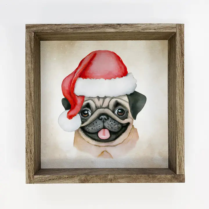 Dog Christmas Canvases with wooden box frame!