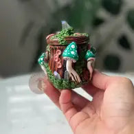 Quartz + Teal Mushrooms Jar