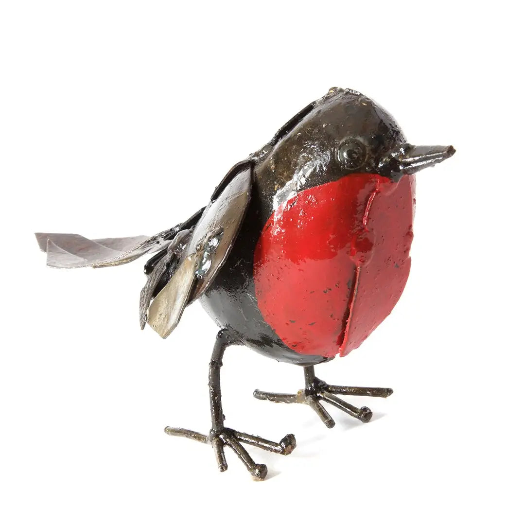 Small Recycled Metal Robin Sculpture