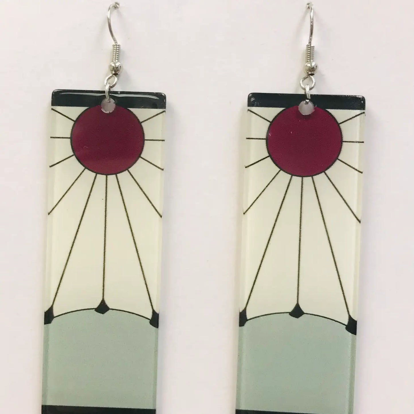 Acrylic Rising Sun Earrings(Silver)