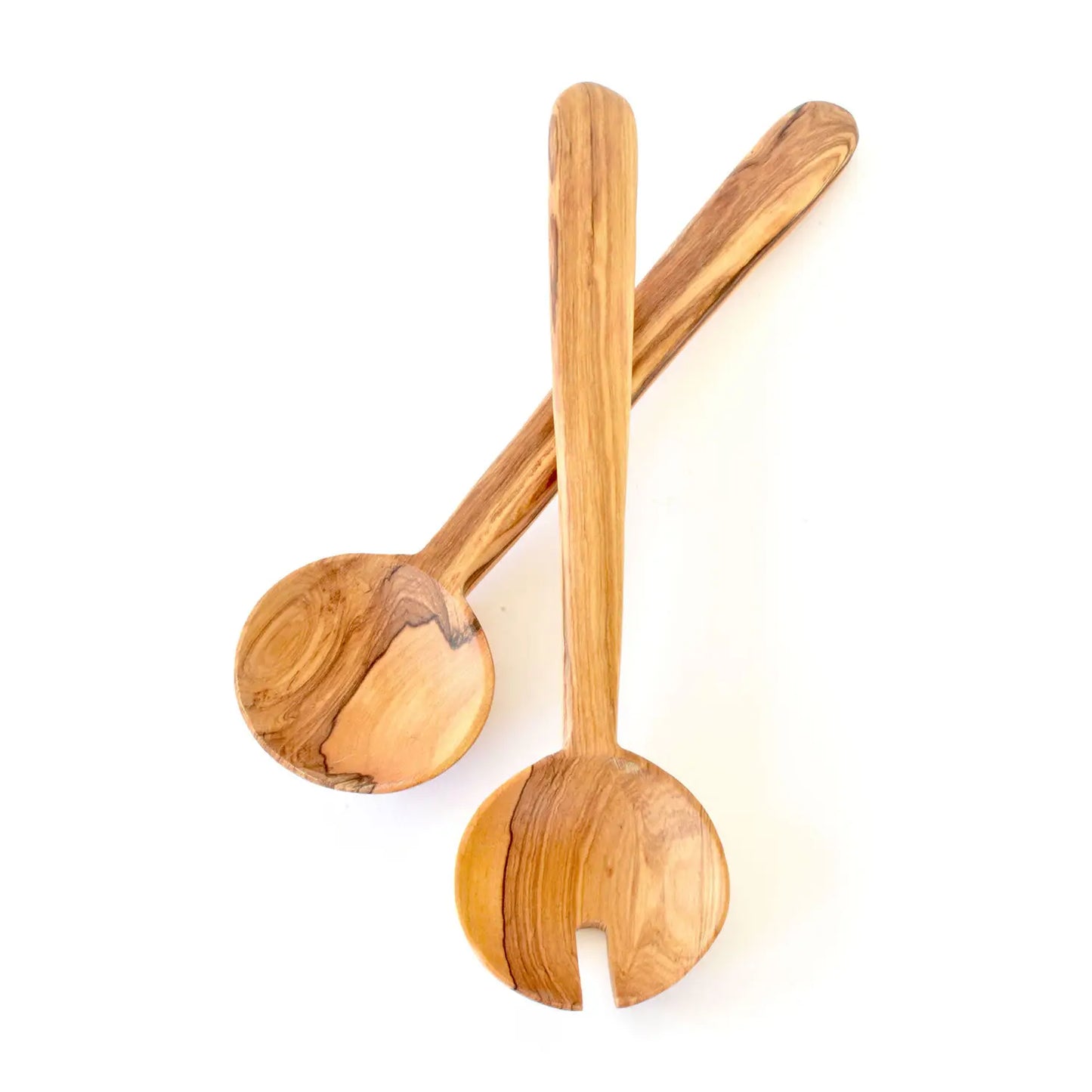 Wild Olive Wood Pendulum Salad Sets with Tapered Handles
