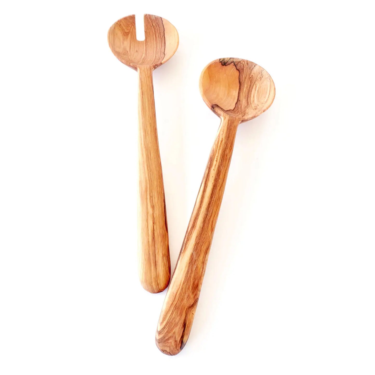 Wild Olive Wood Pendulum Salad Sets with Tapered Handles