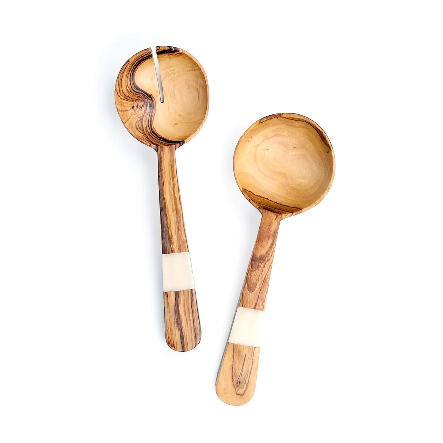 Wild Olive and Bone Pendulum Salad Servers