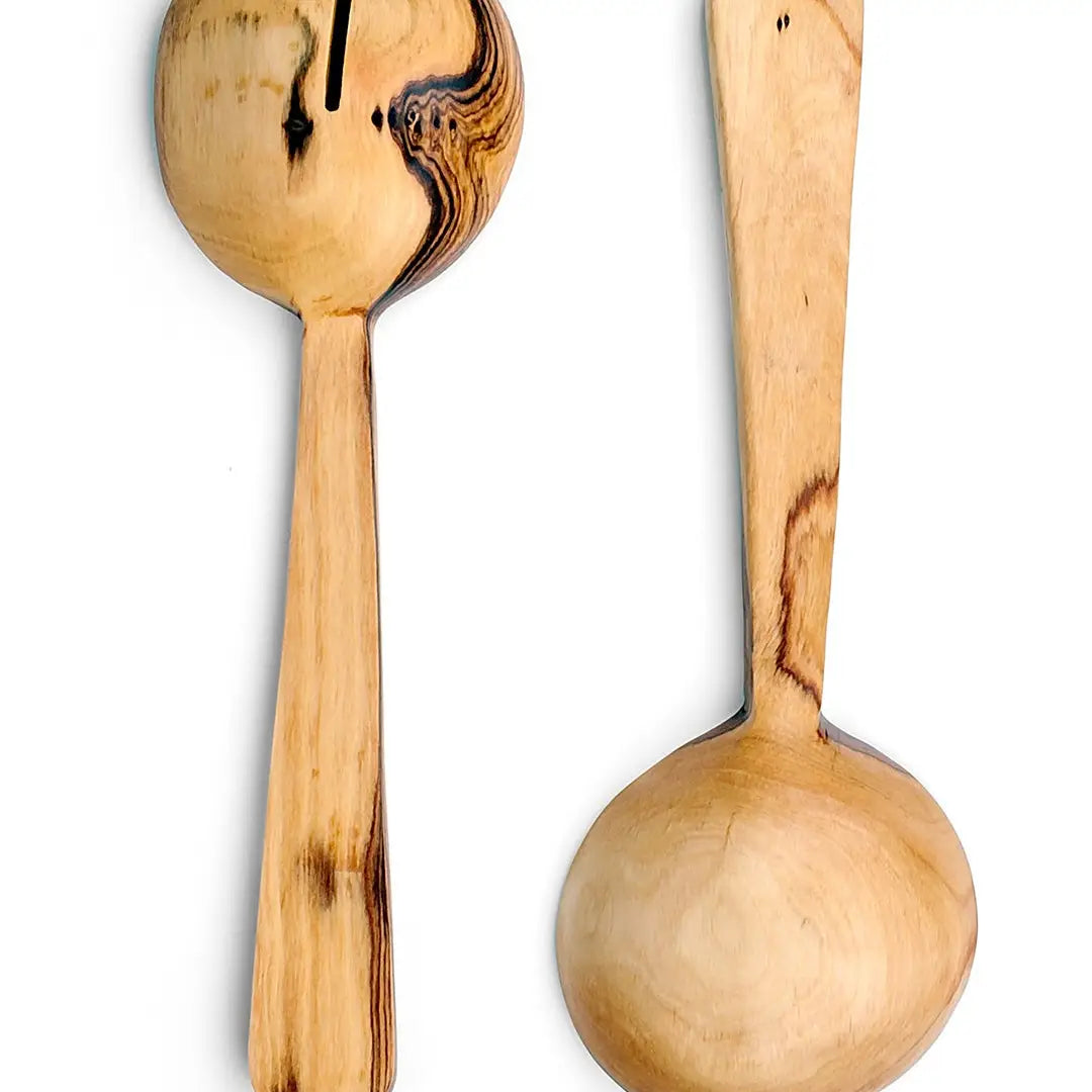 Wild Olive and Bone Pendulum Salad Servers