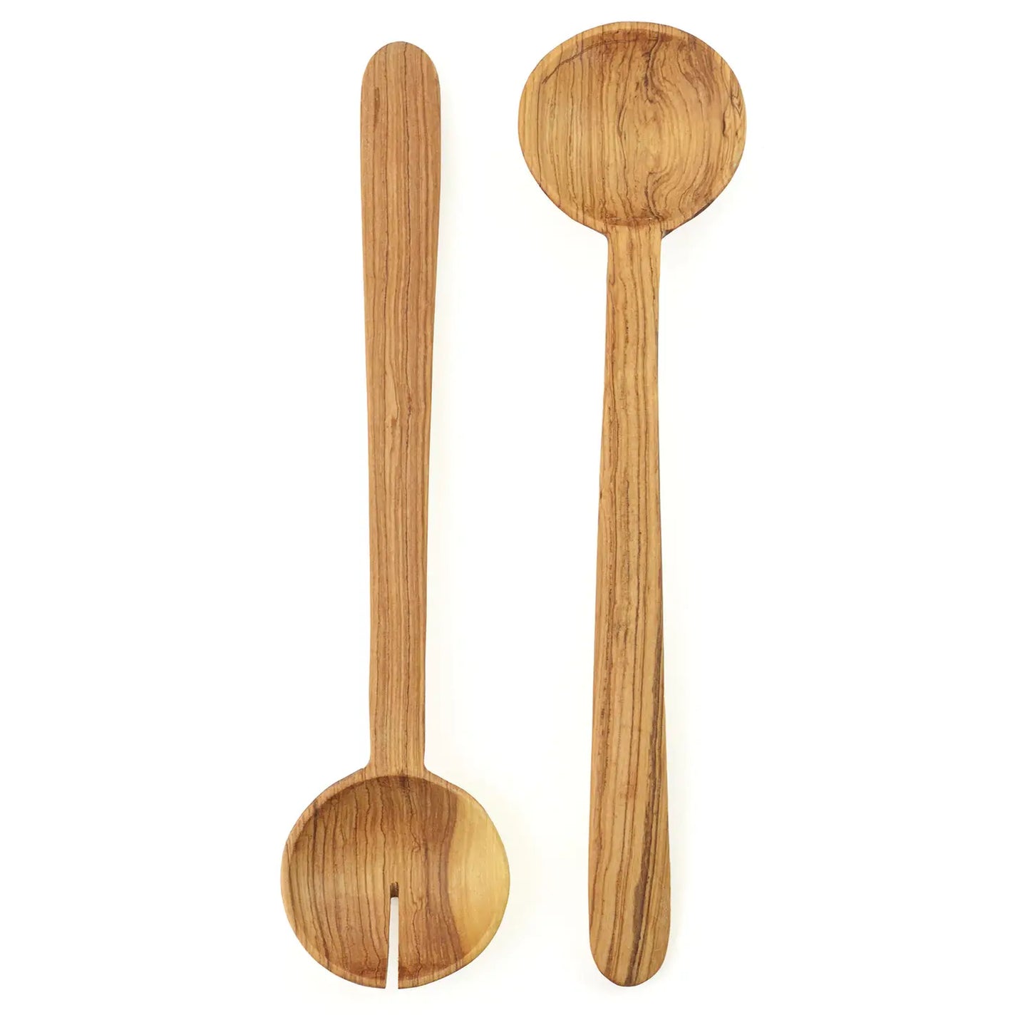 Large Olive Wood Pendulum Salad Sets with Tapered Handle
