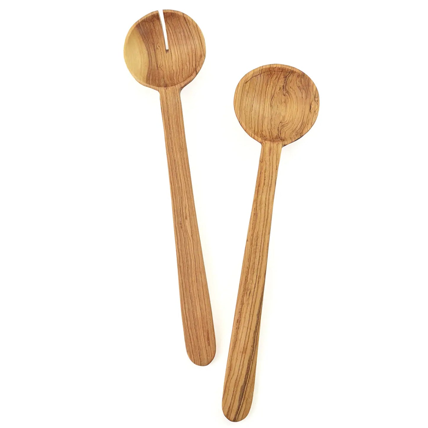 Large Olive Wood Pendulum Salad Sets with Tapered Handle