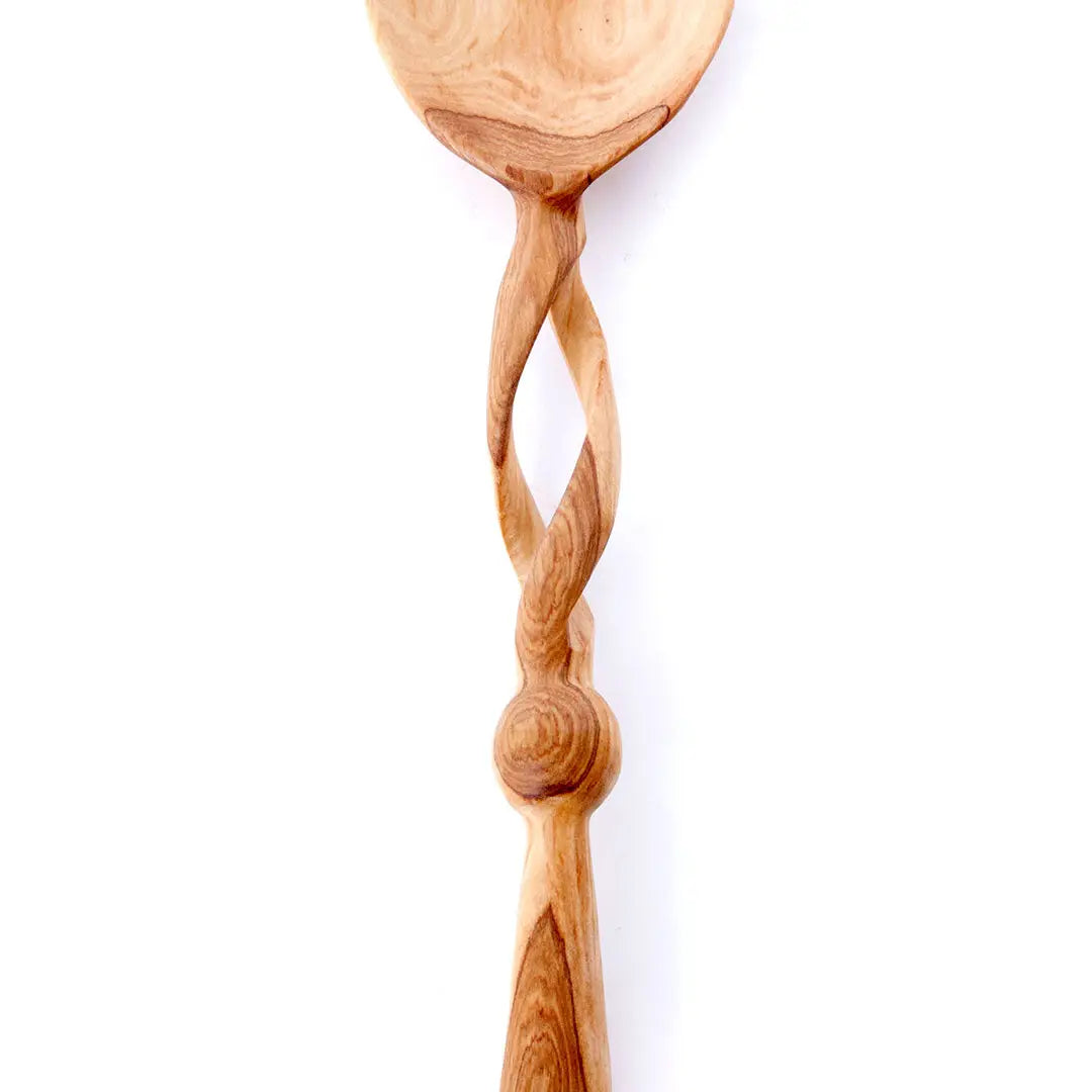 Wild Olive Wood Twisted Handle Heart Spoon