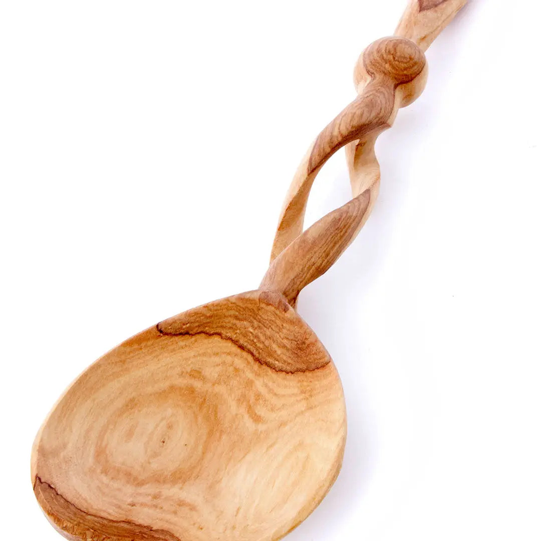 Wild Olive Wood Twisted Handle Heart Spoon