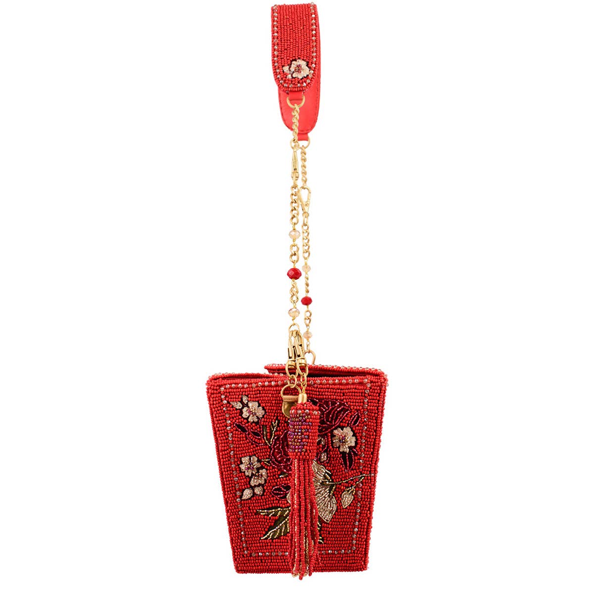 Scarlet Bloom Take-Out Container Beaded Floral Handbag