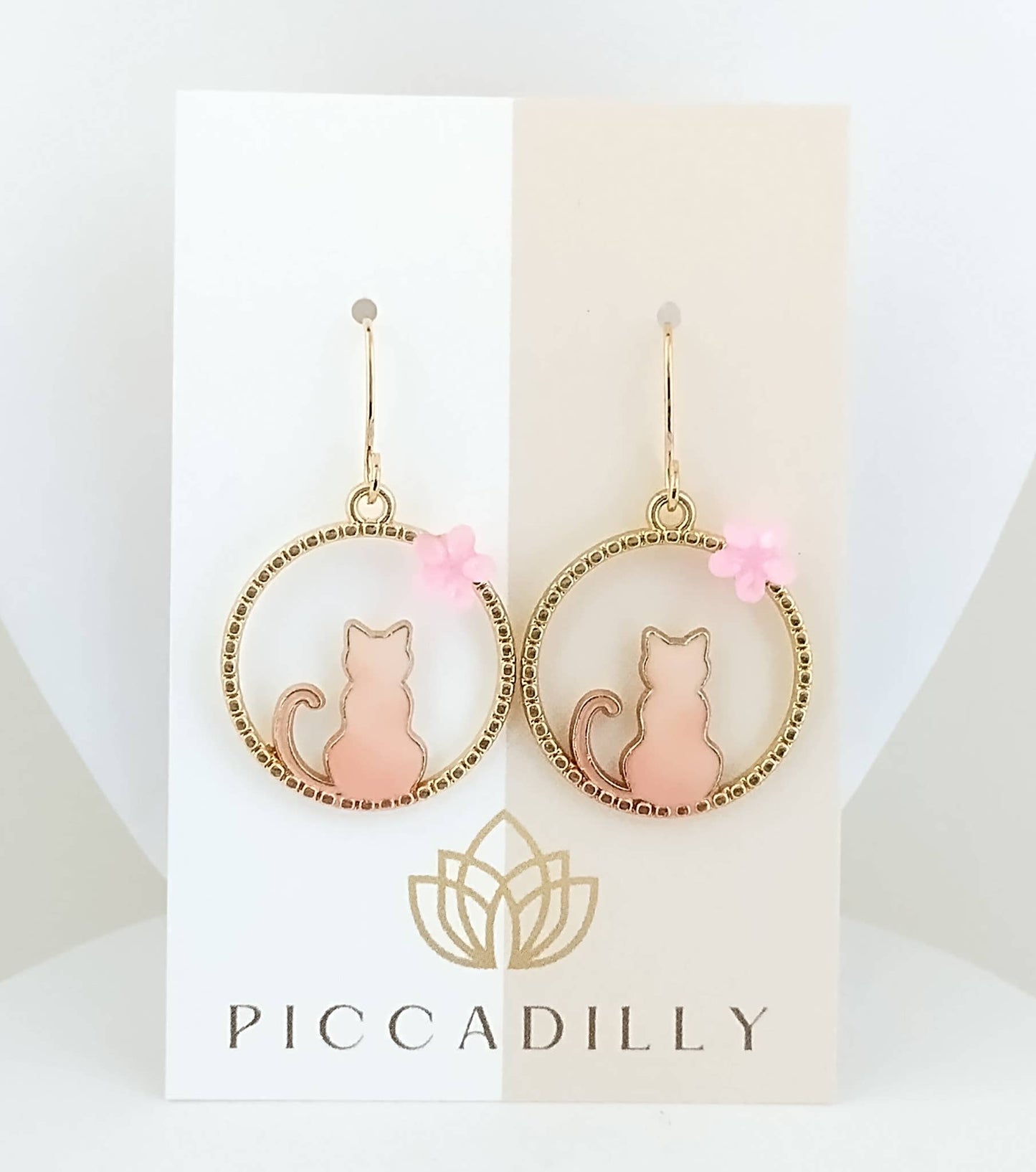 Adorable Cat Earrings, Cat jewerly: Pink