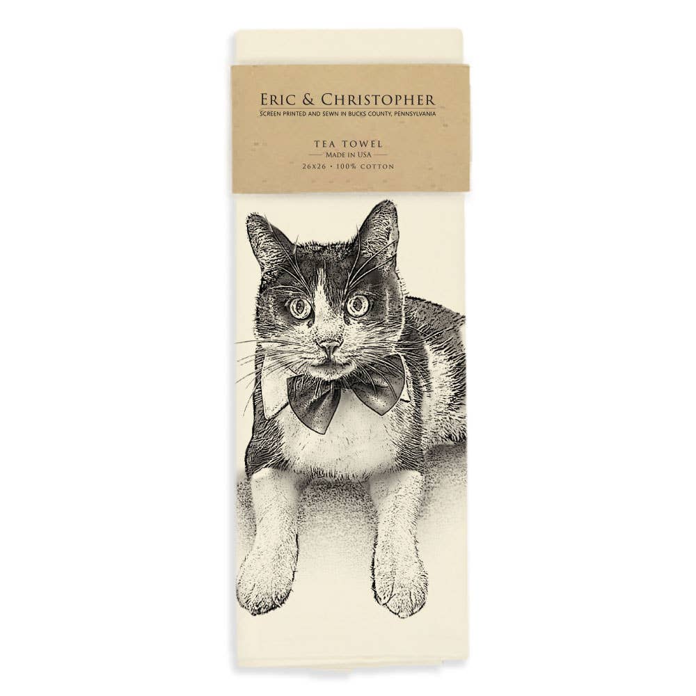 Tuxedo Cat Tea Towel - "Sundance"