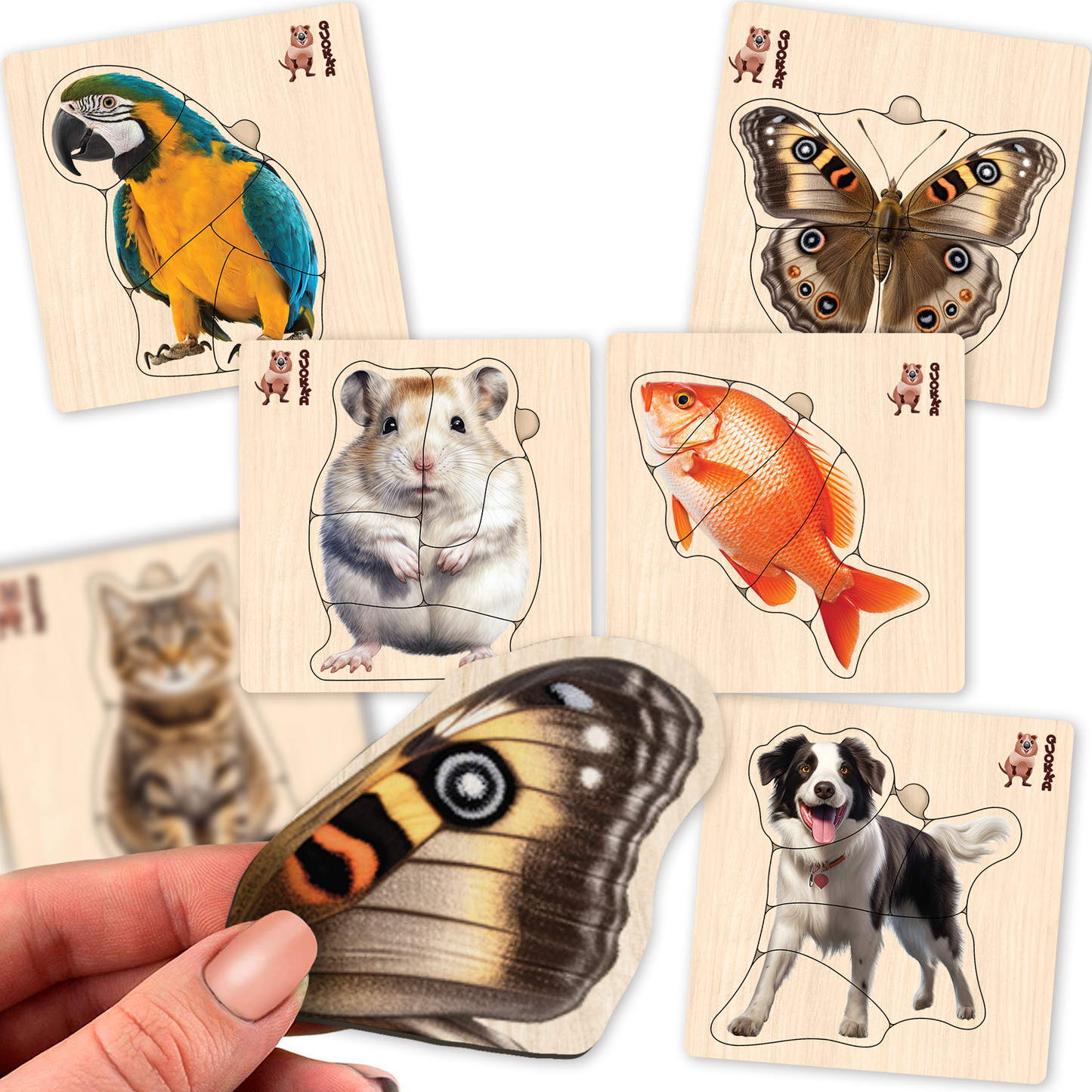 Realistic Wooden Puzzles for Toddlers | Animals, Bird, Fish