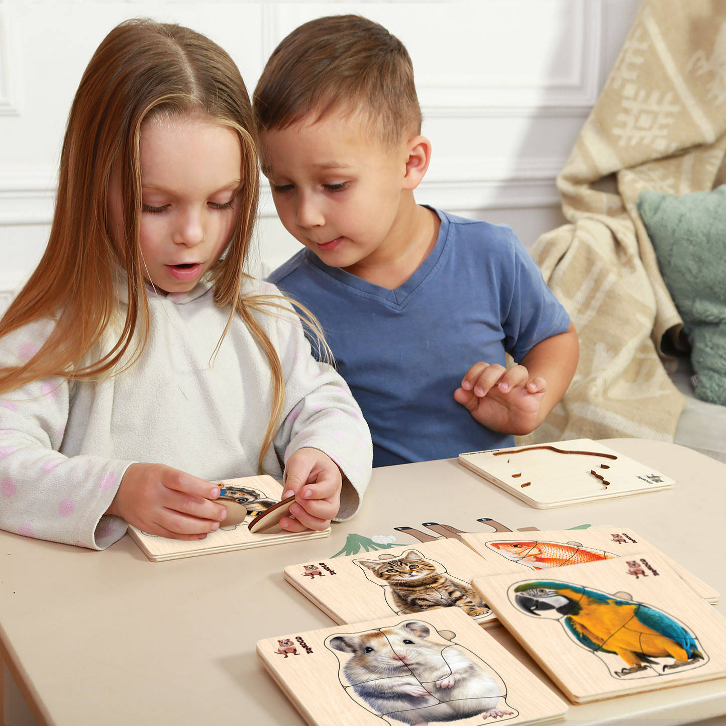Realistic Wooden Puzzles for Toddlers | Animals, Bird, Fish
