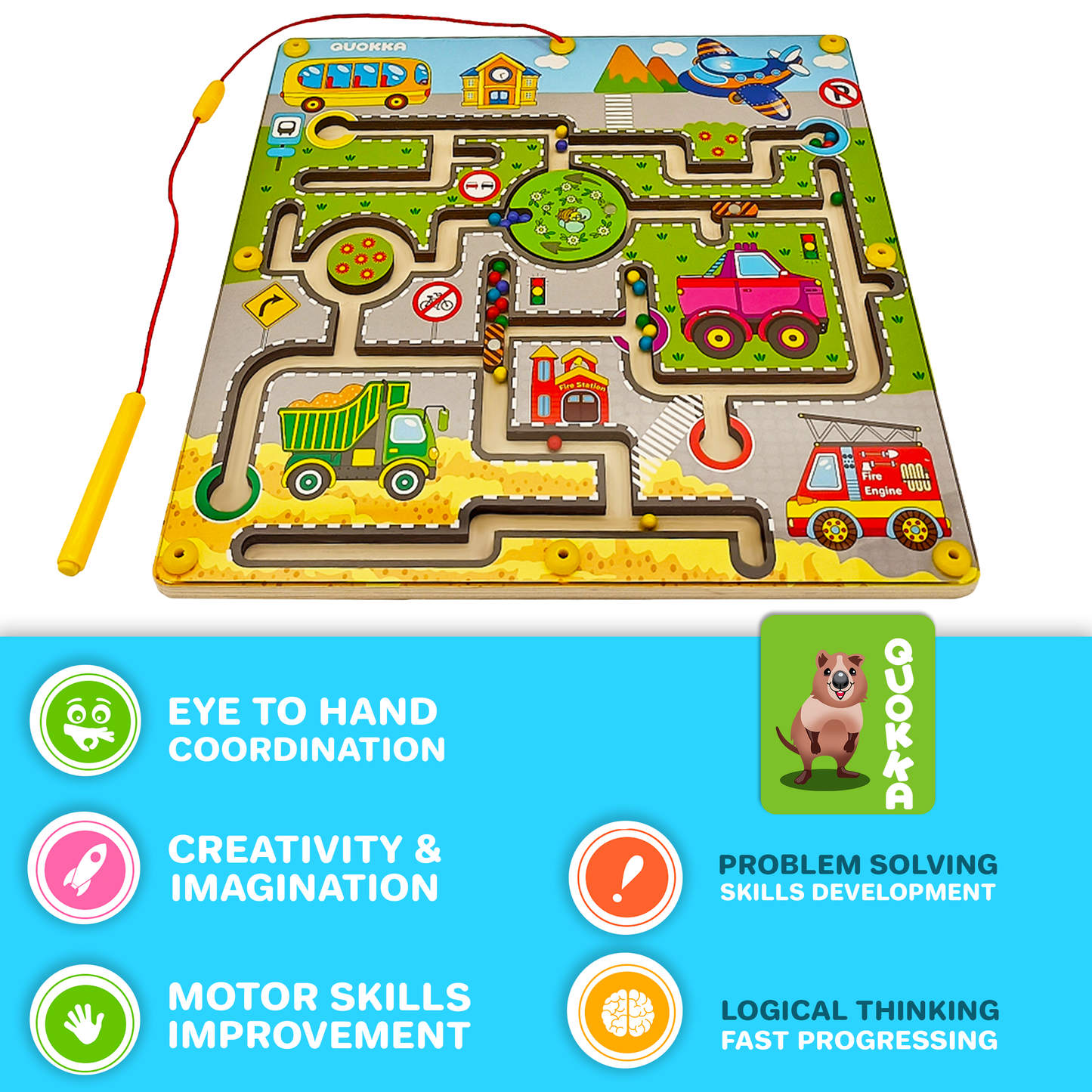 Magnetic Maze Toddler Puzzle Games | Wooden STEM Activity Busy Board
