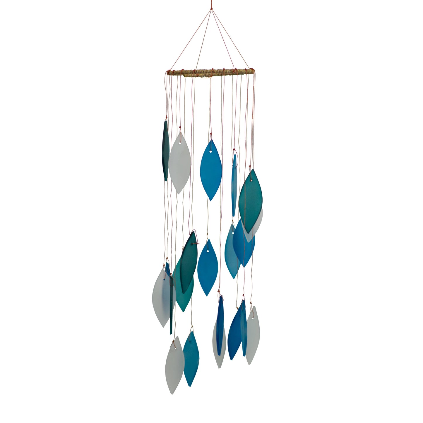 Blue & White Spiral Leaf Tumbled Glass Wind Chime