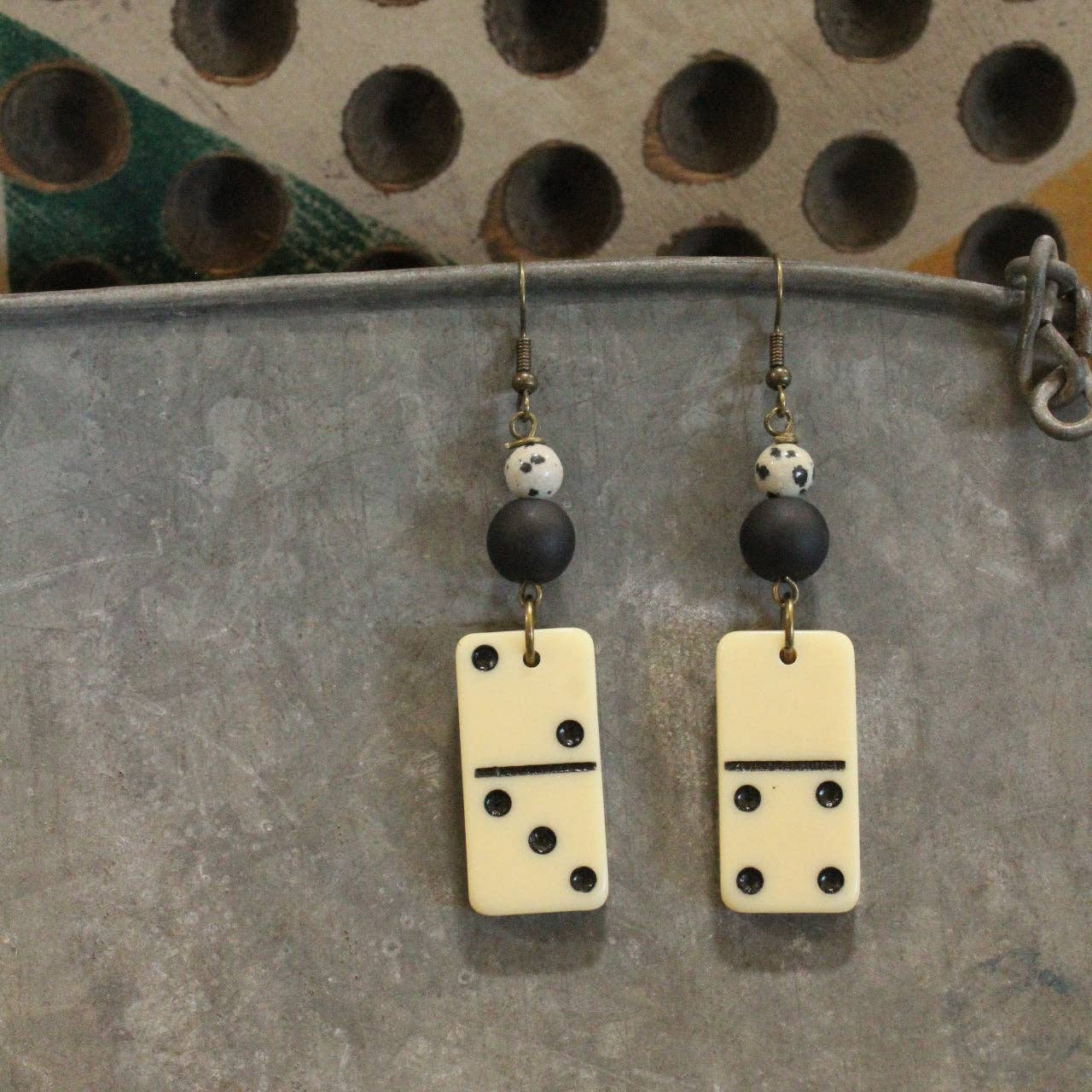 Game Day Bronze Domino Earrings