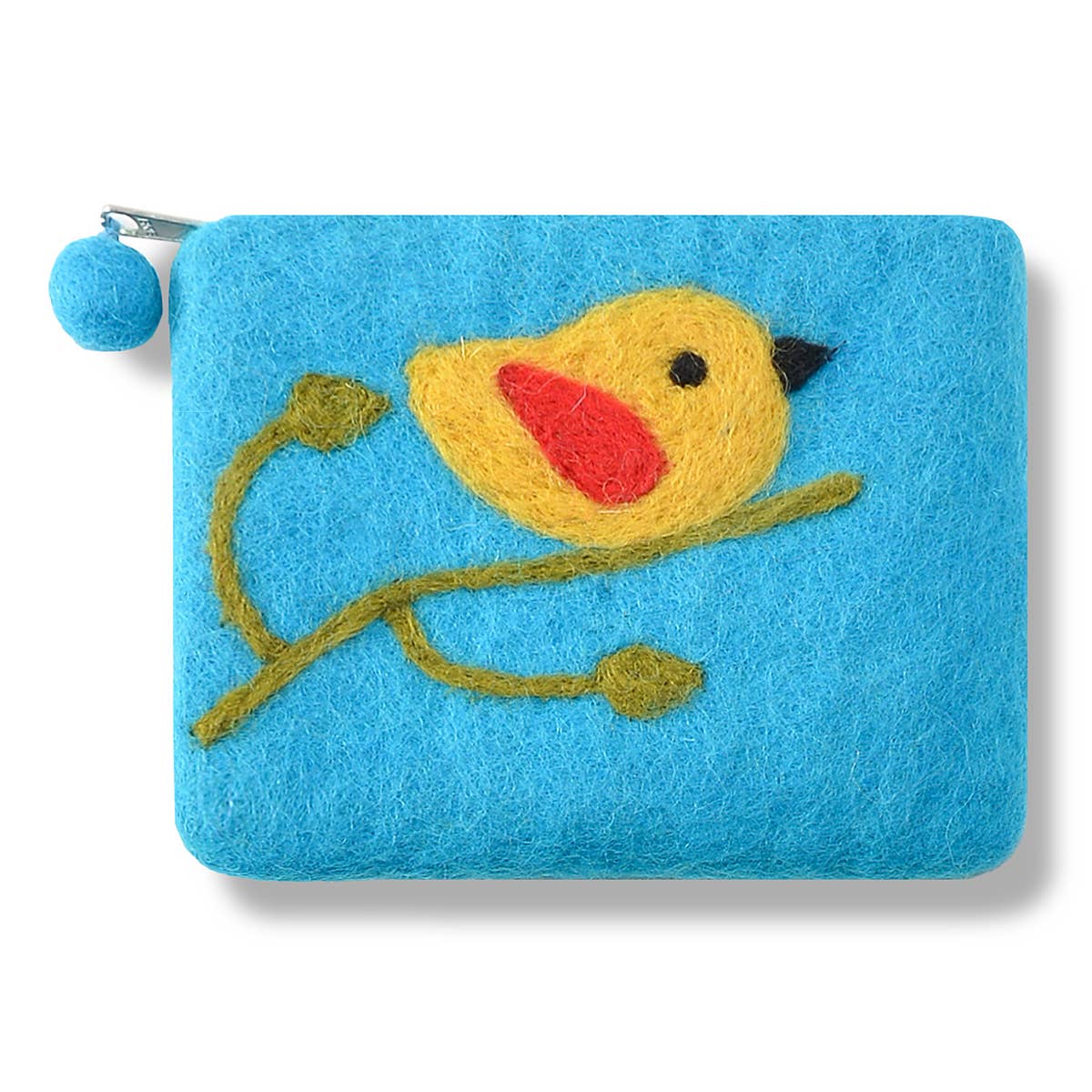 Green One Bird Design Coin Purse