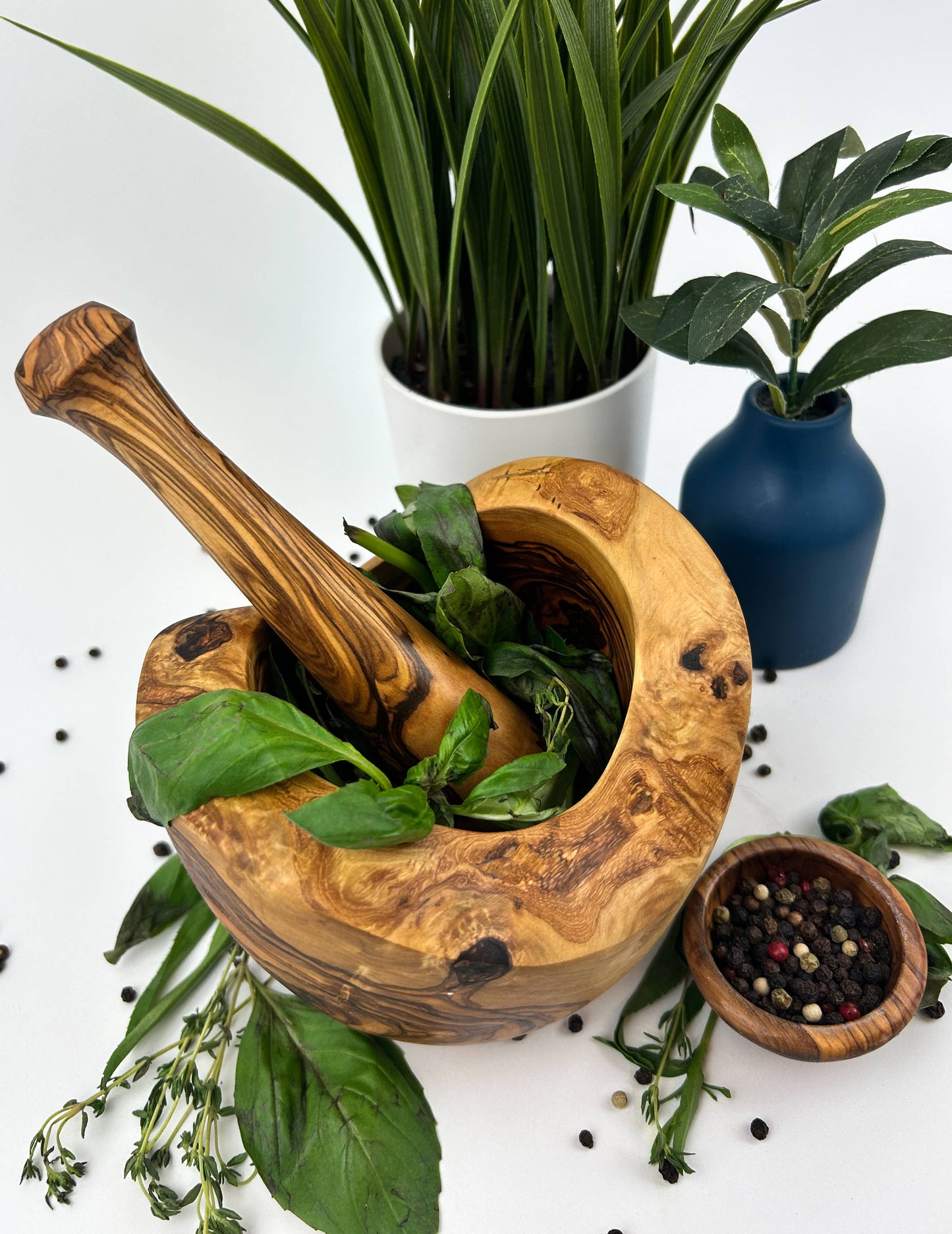 Free Form Olive Wood Mortar & Pestle: 4"