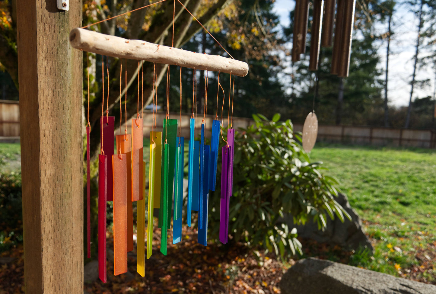 Rainbow Rectangles Tumbled Glass Wind Chime