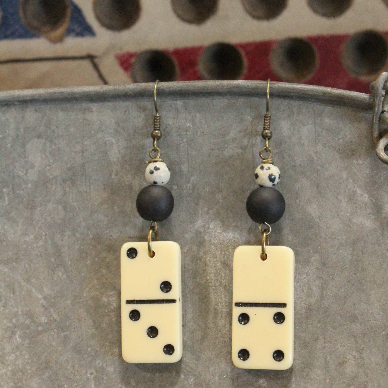 Game Day Bronze Domino Earrings