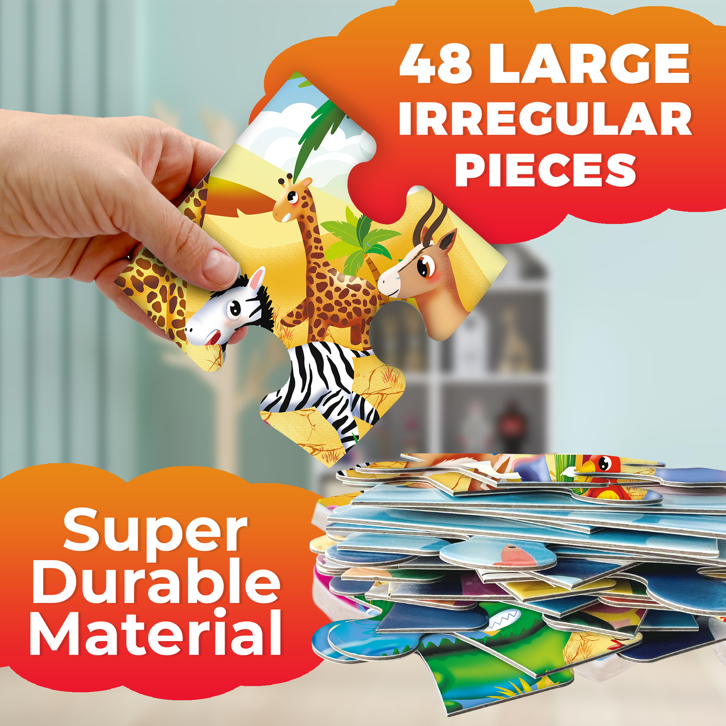 Safari Giant Floor Puzzles for Kids | 48 pieces