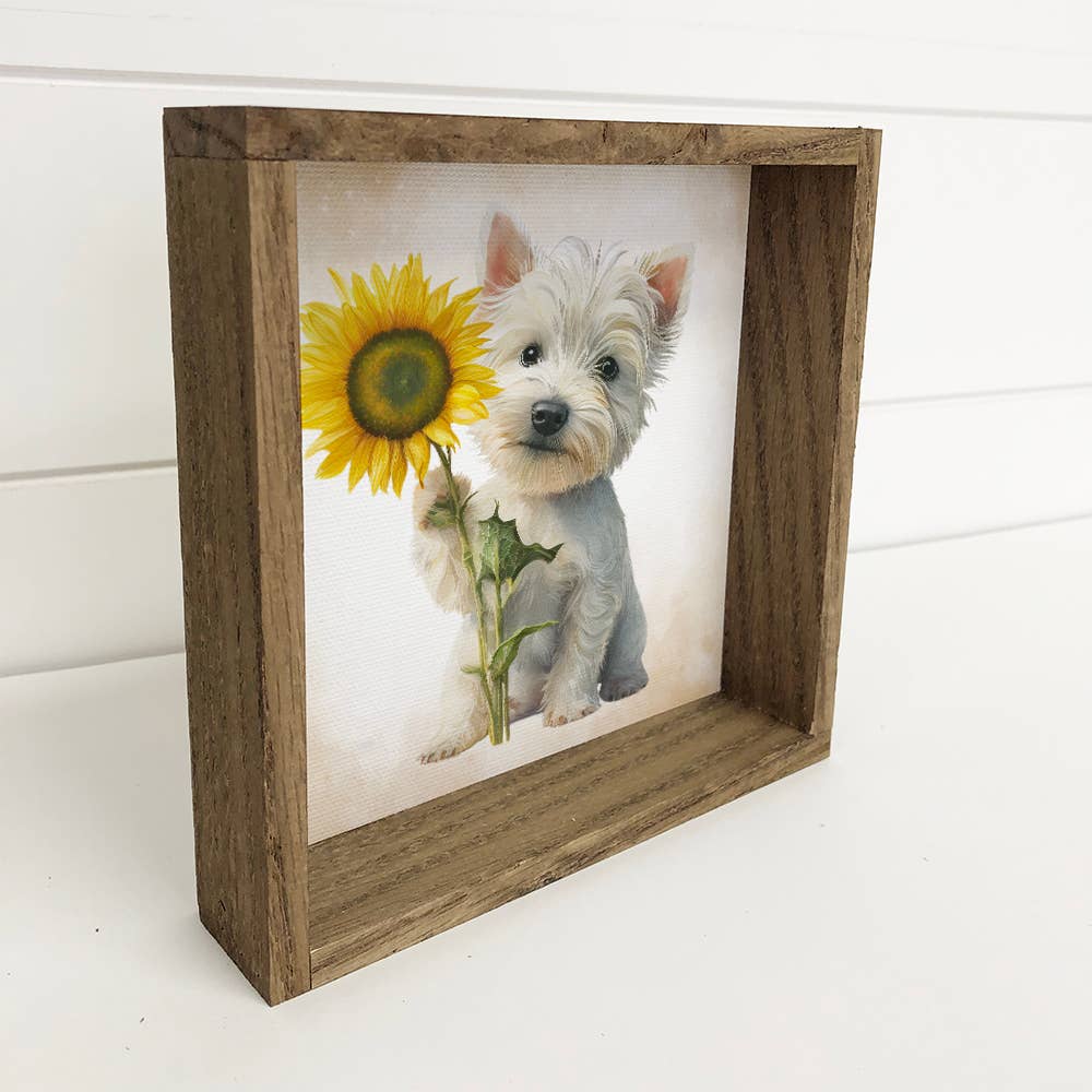 Sunflower Westie Canvas Art