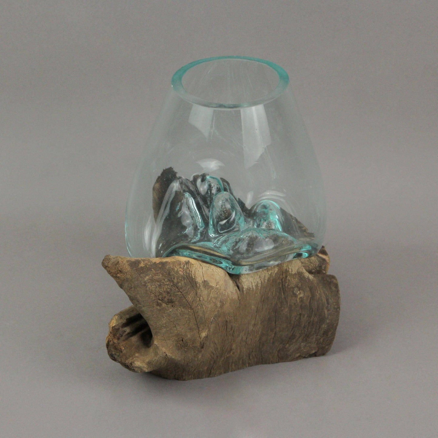 Melted Glass On Teak Driftwood