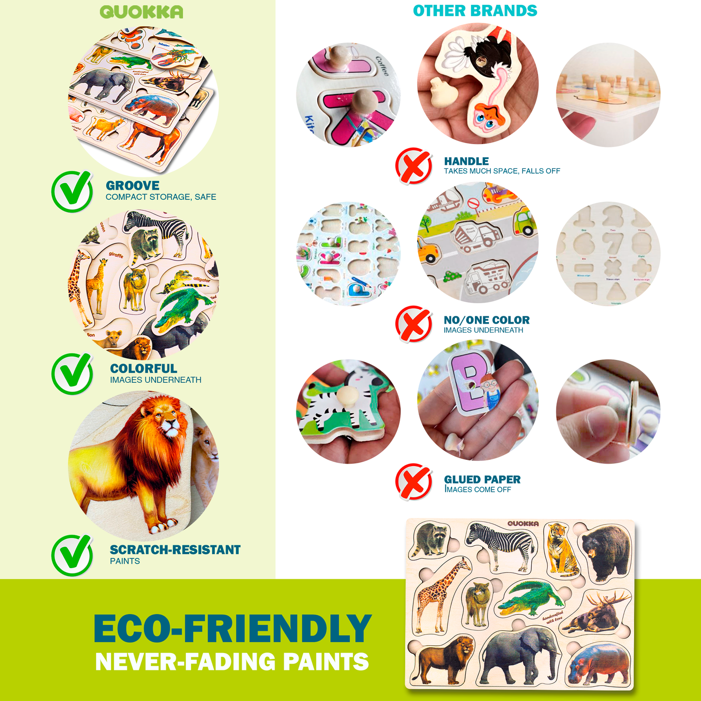 Montessori Puzzles Set | Farm Ocean Wild Animals