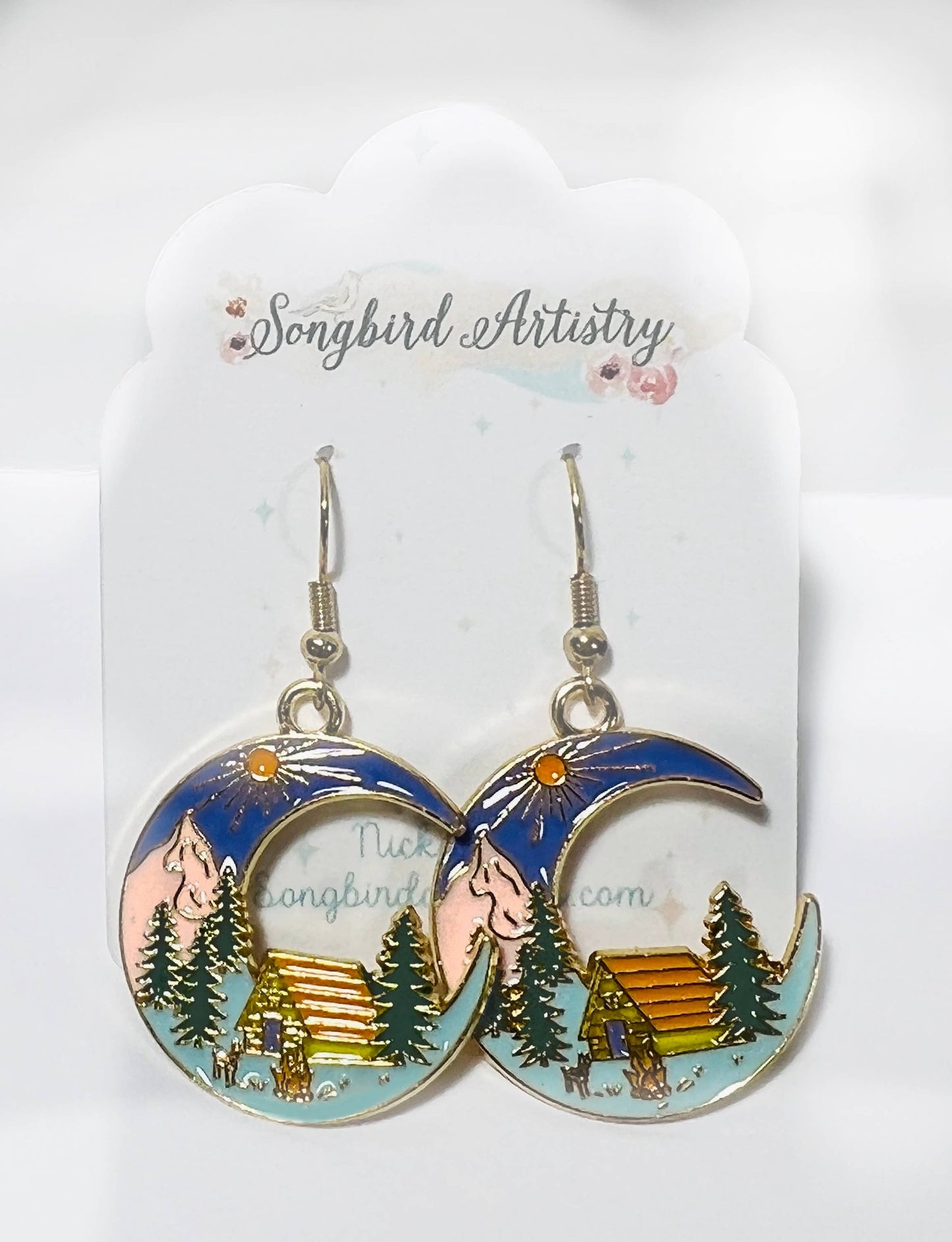 Night Sky Camping Moon Earrings