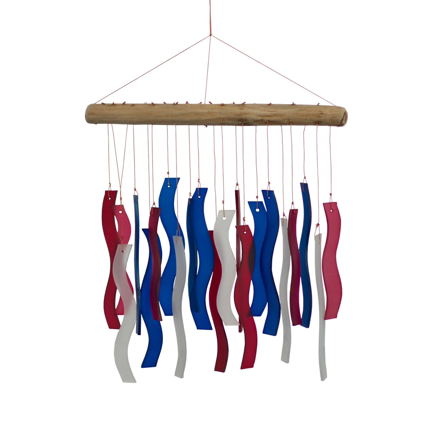 Red, White & Blue Wave Tumbled Glass Wind Chime