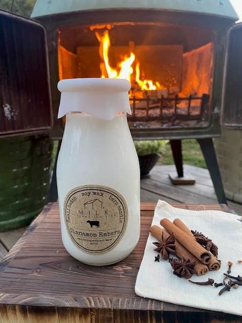 Milk Bottle Candle Cinnamon Embers