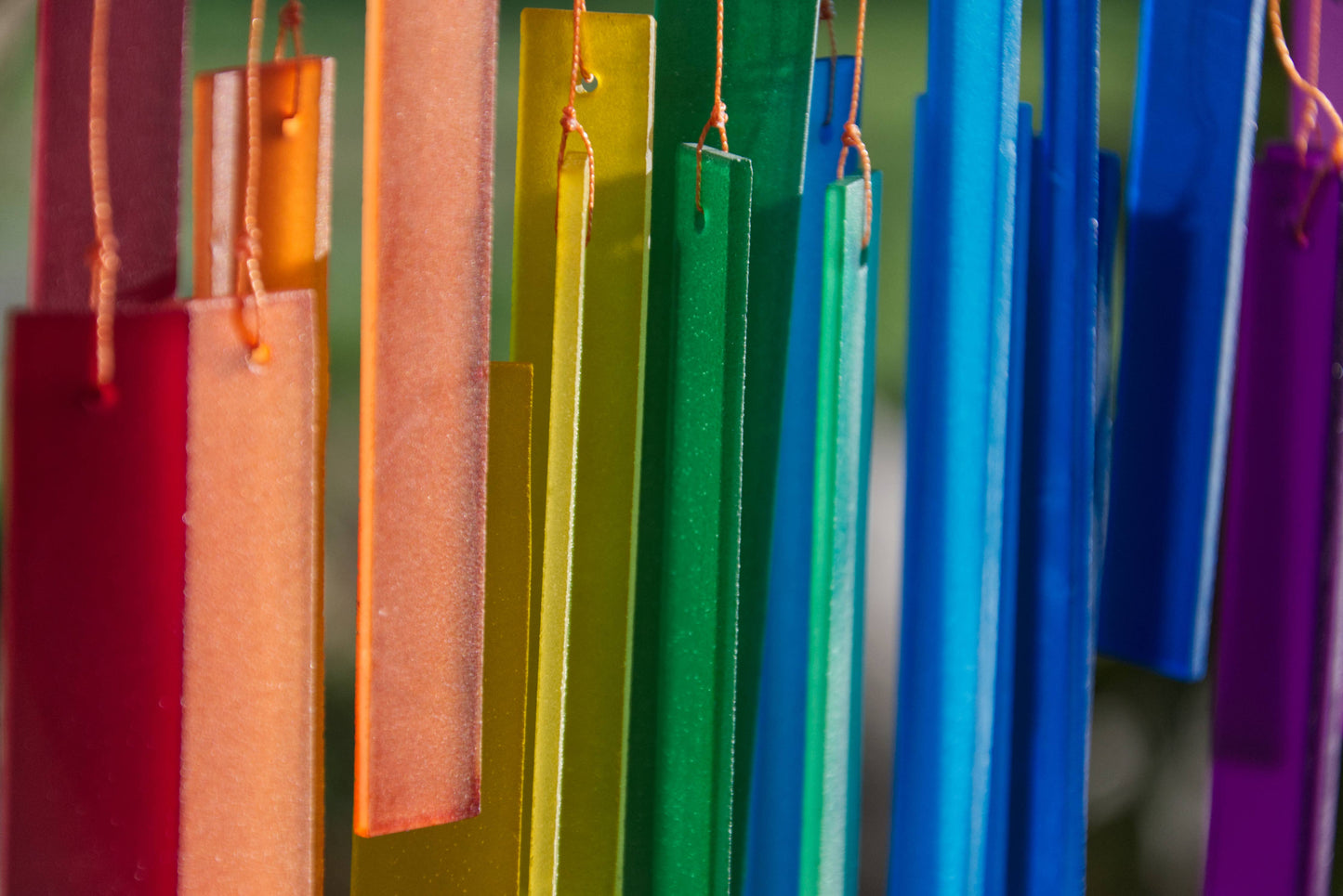 Rainbow Rectangles Tumbled Glass Wind Chime