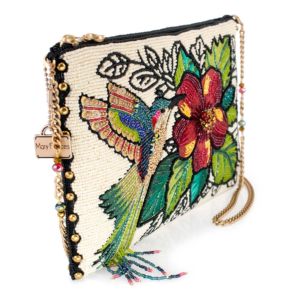 Wing It Beaded Hummingbird Crossbody Clutch Beaded Handbag
