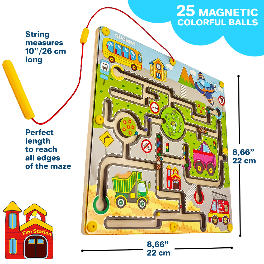 Magnetic Maze Toddler Puzzle Games | Wooden STEM Activity Busy Board