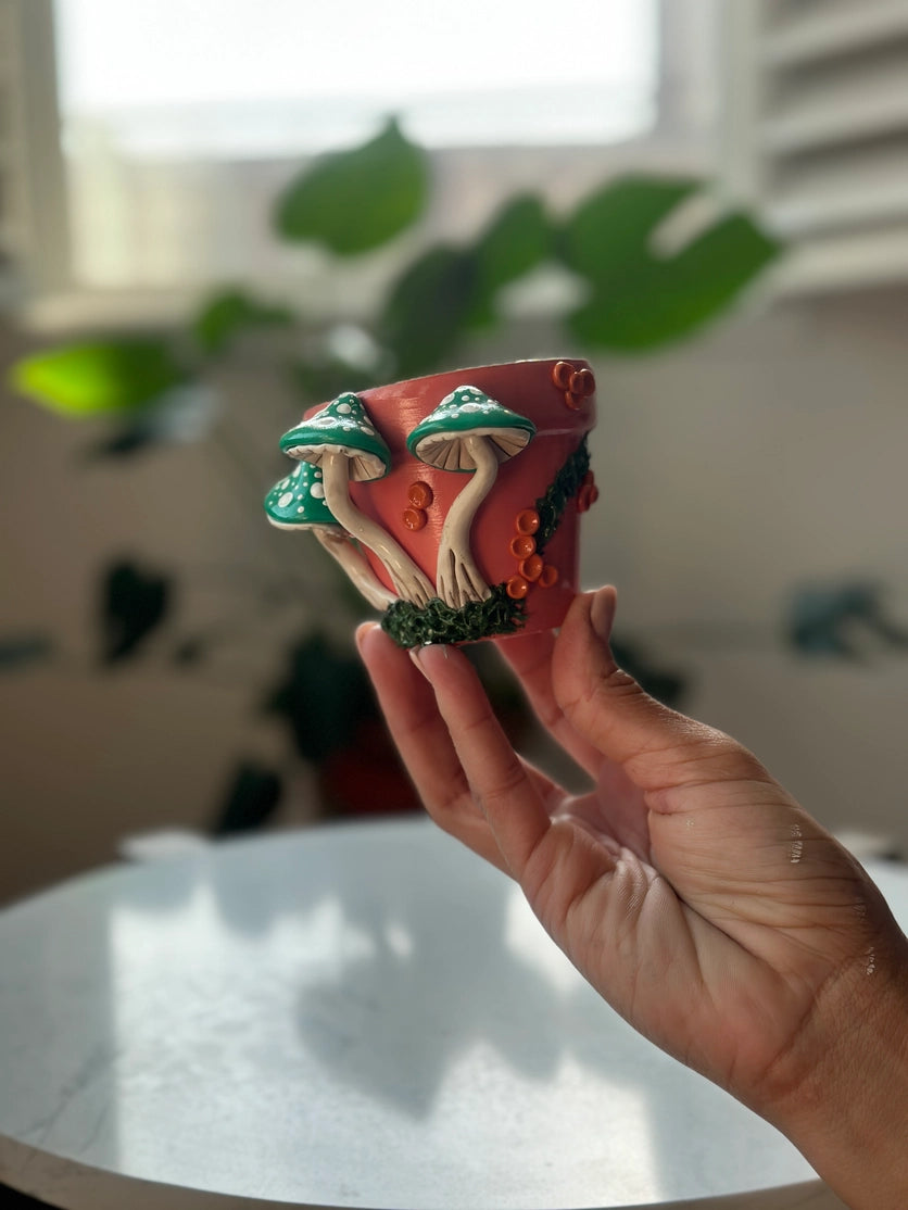 3" Tall Mushroom Plant Pot