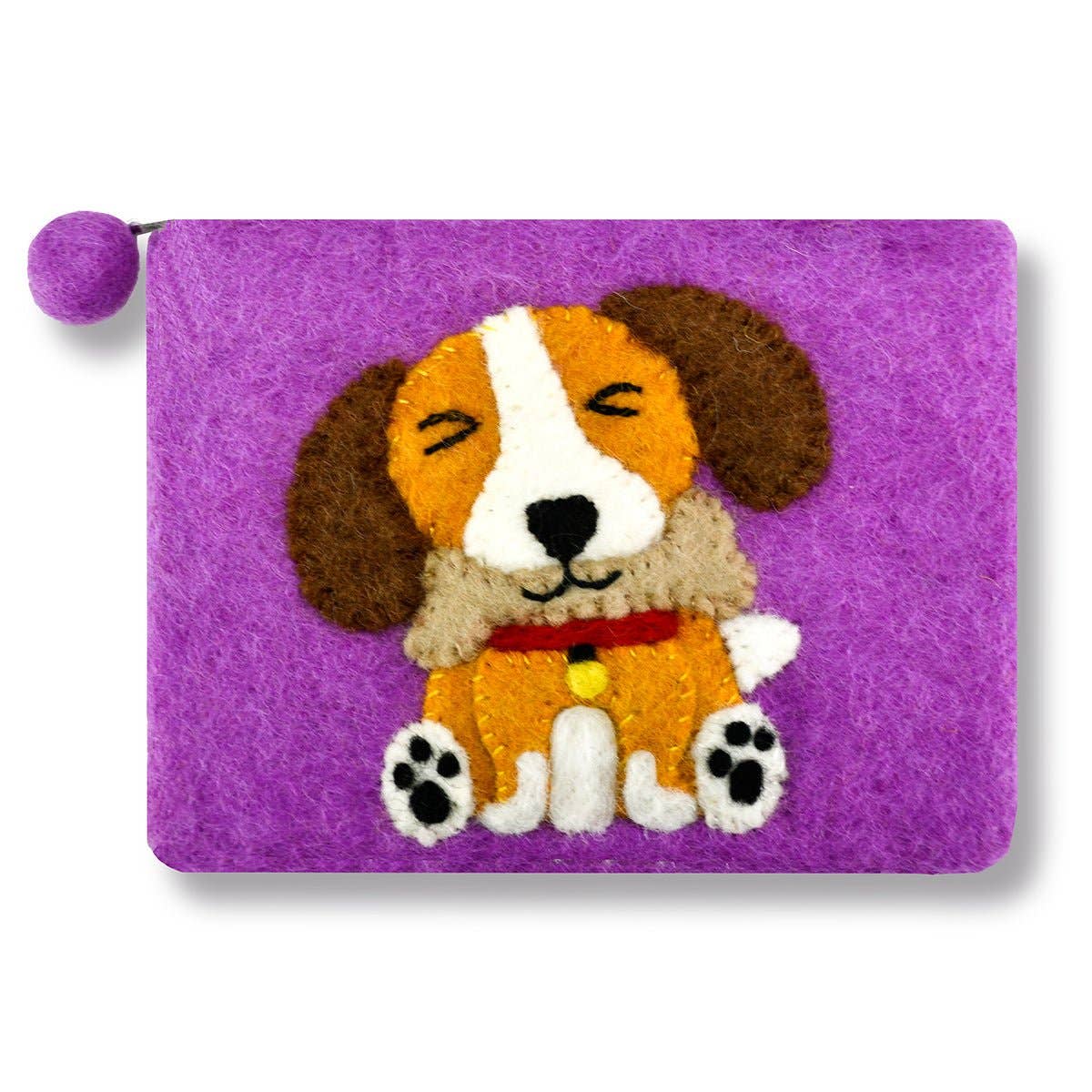 Felted Cute Dog Coin Purse: Aqua