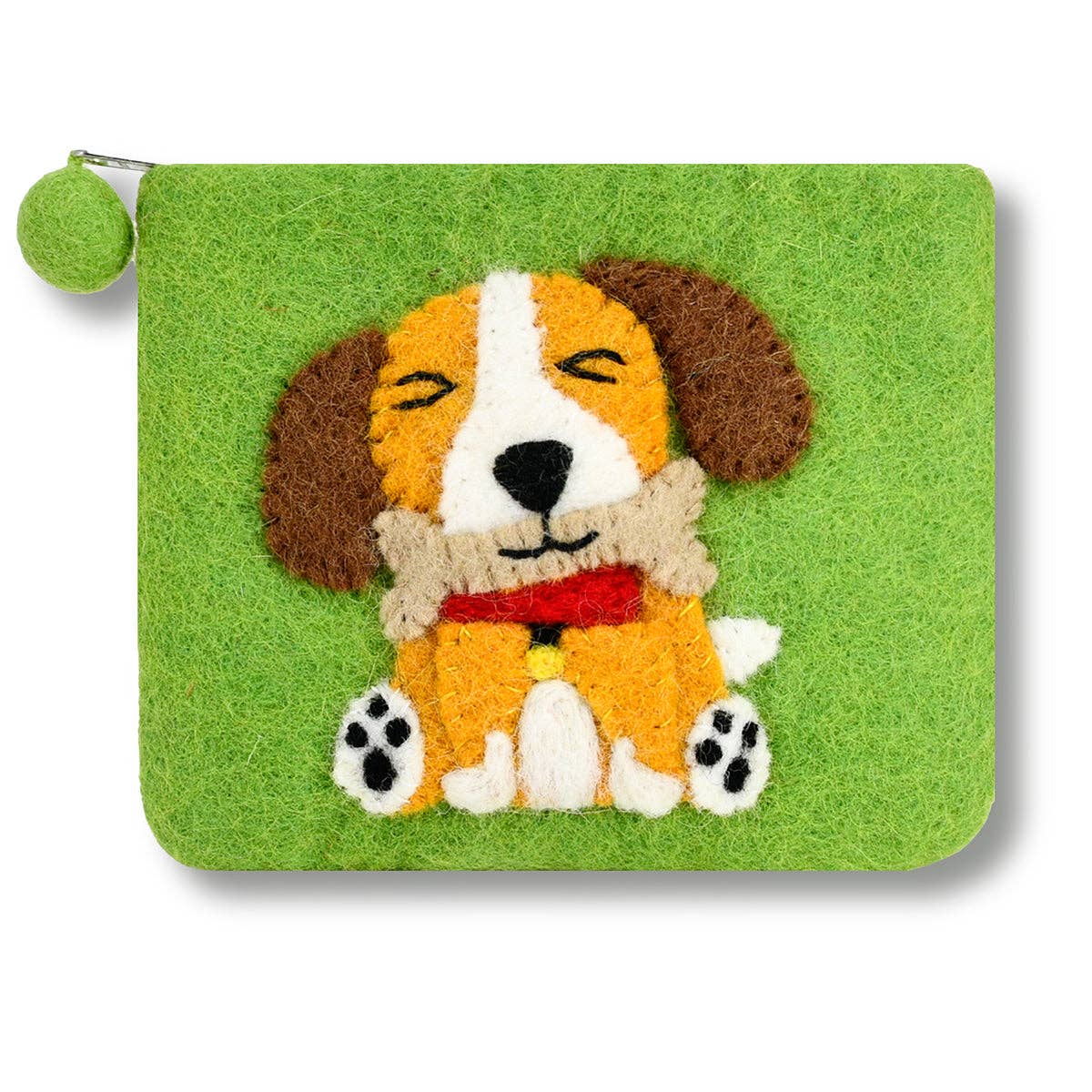 Felted Cute Dog Coin Purse: Aqua