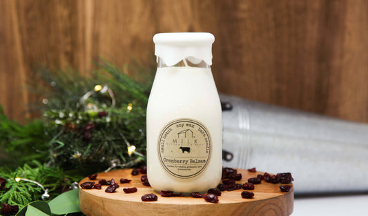 Milk Bottle Candle Cranberry Balsam