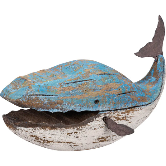 Large Wooden Blue Whale Sitter