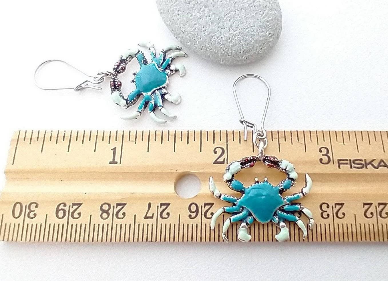 Blue Crab Earrings, Coastal Jewelry, Nautical Earrings: A