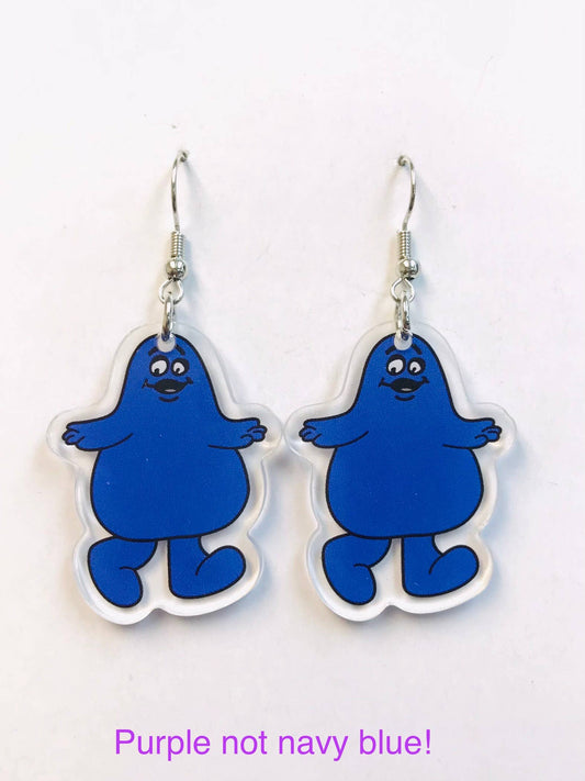 Acrylic PURPLE Cute Potato Guy Earrings