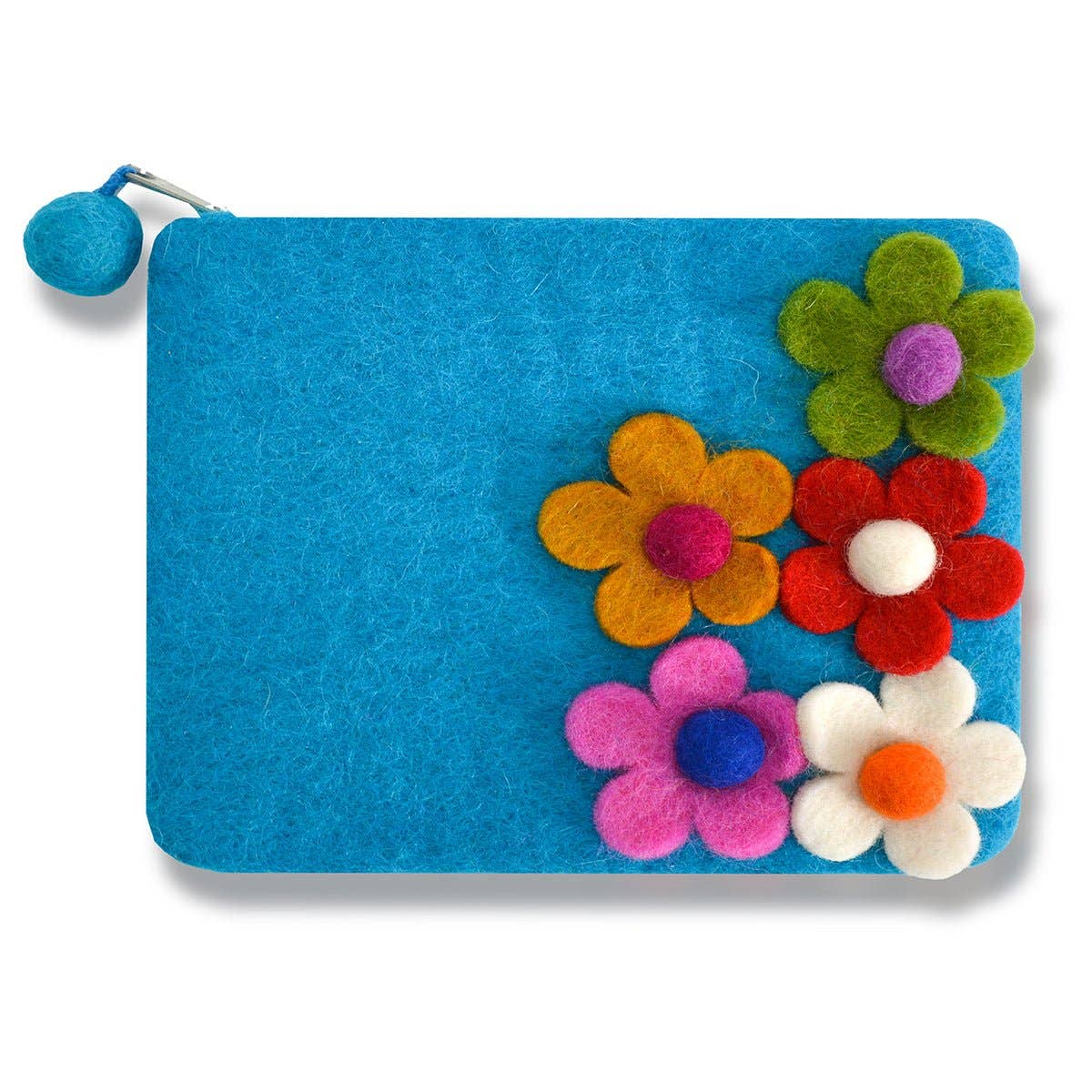 Five side flower Zip coin purses: Purple