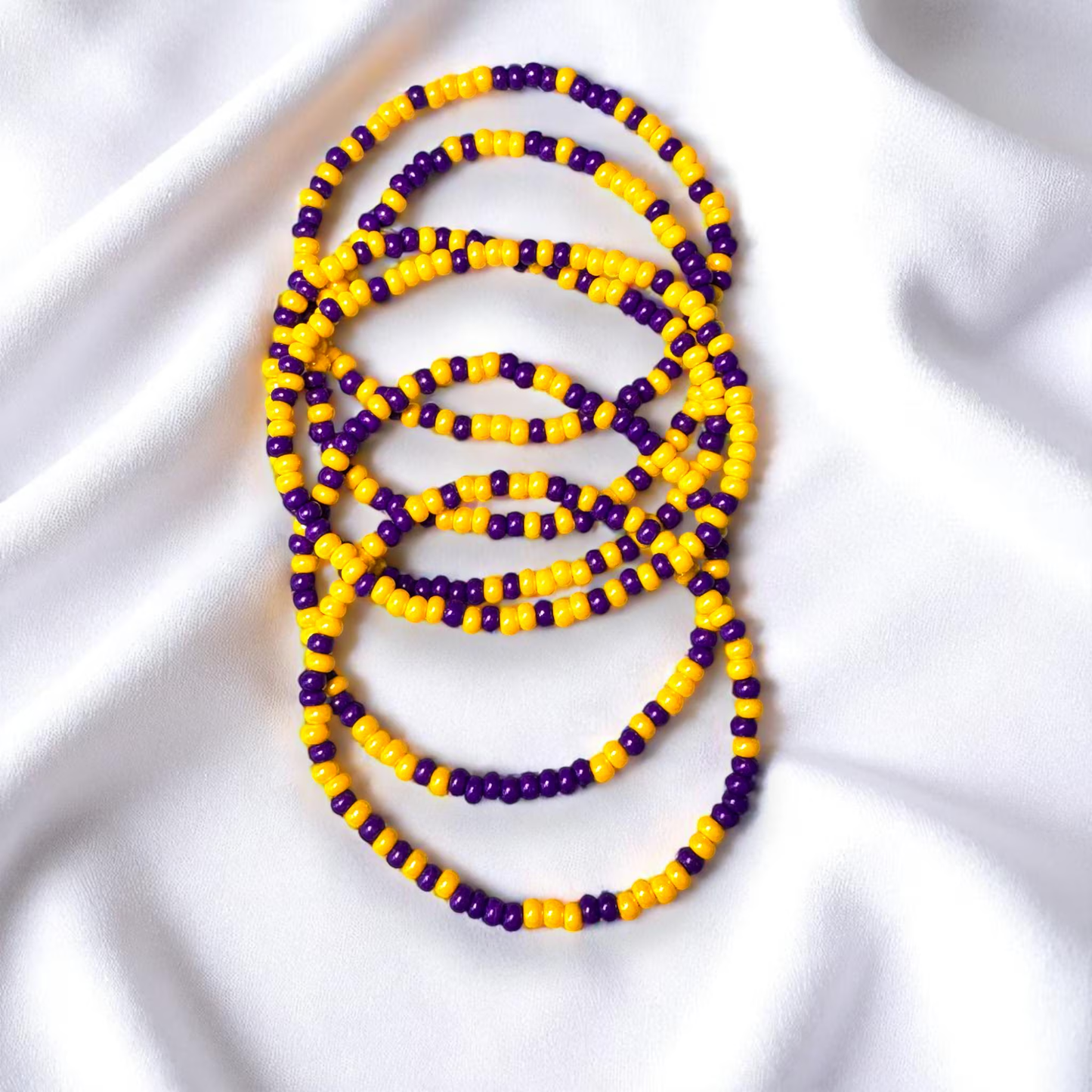 Somerset High School Cheer Purple and Gold Game Day Bracelet Stack