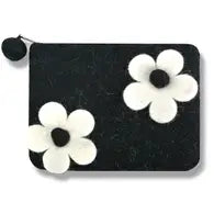 Black Two Flowers Coin Purse