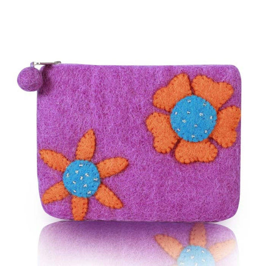 Purple Double Flowers Coin Purse