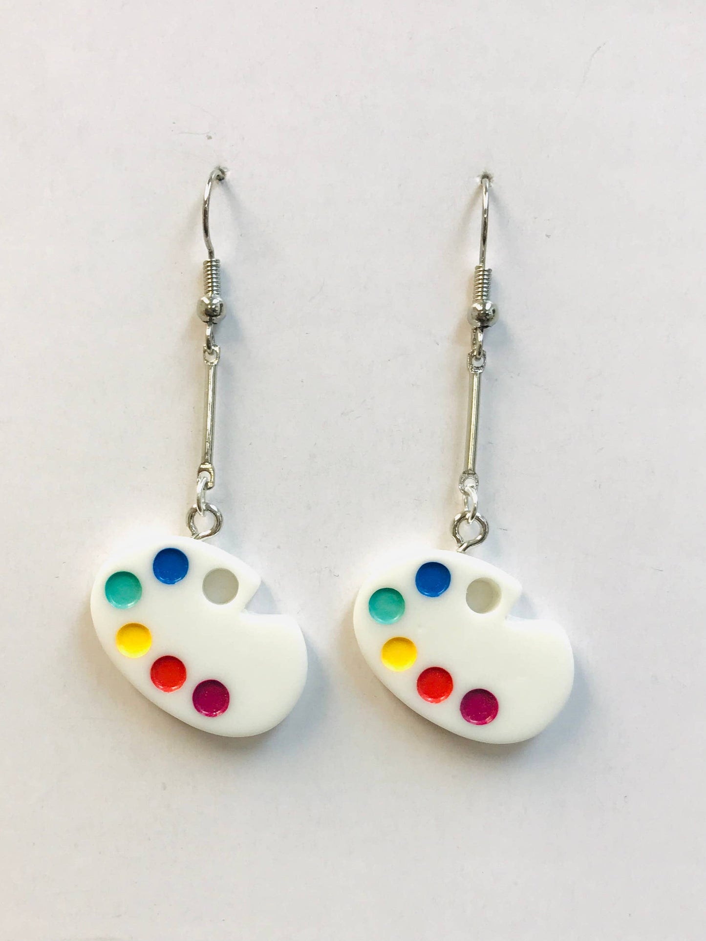 Acrylic Painter Palette Earrings, Handmade,  Made To Order: Fish Wire