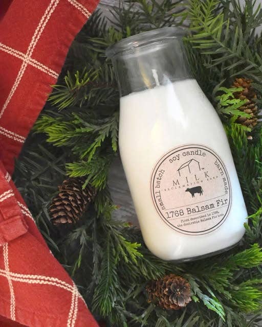 Milk Bottle Candle 1768 Balsam Fir