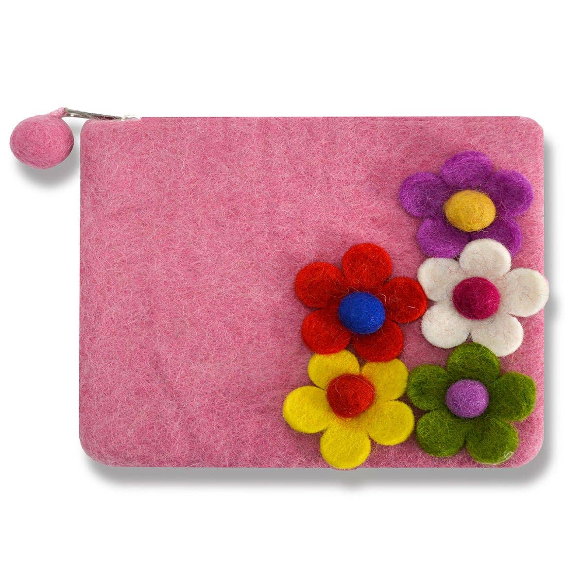 Five side flower Zip coin purses: Purple