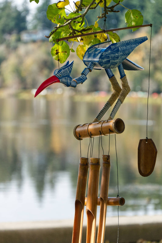 Happy Blue Bird Bobbing Head Wind Chime